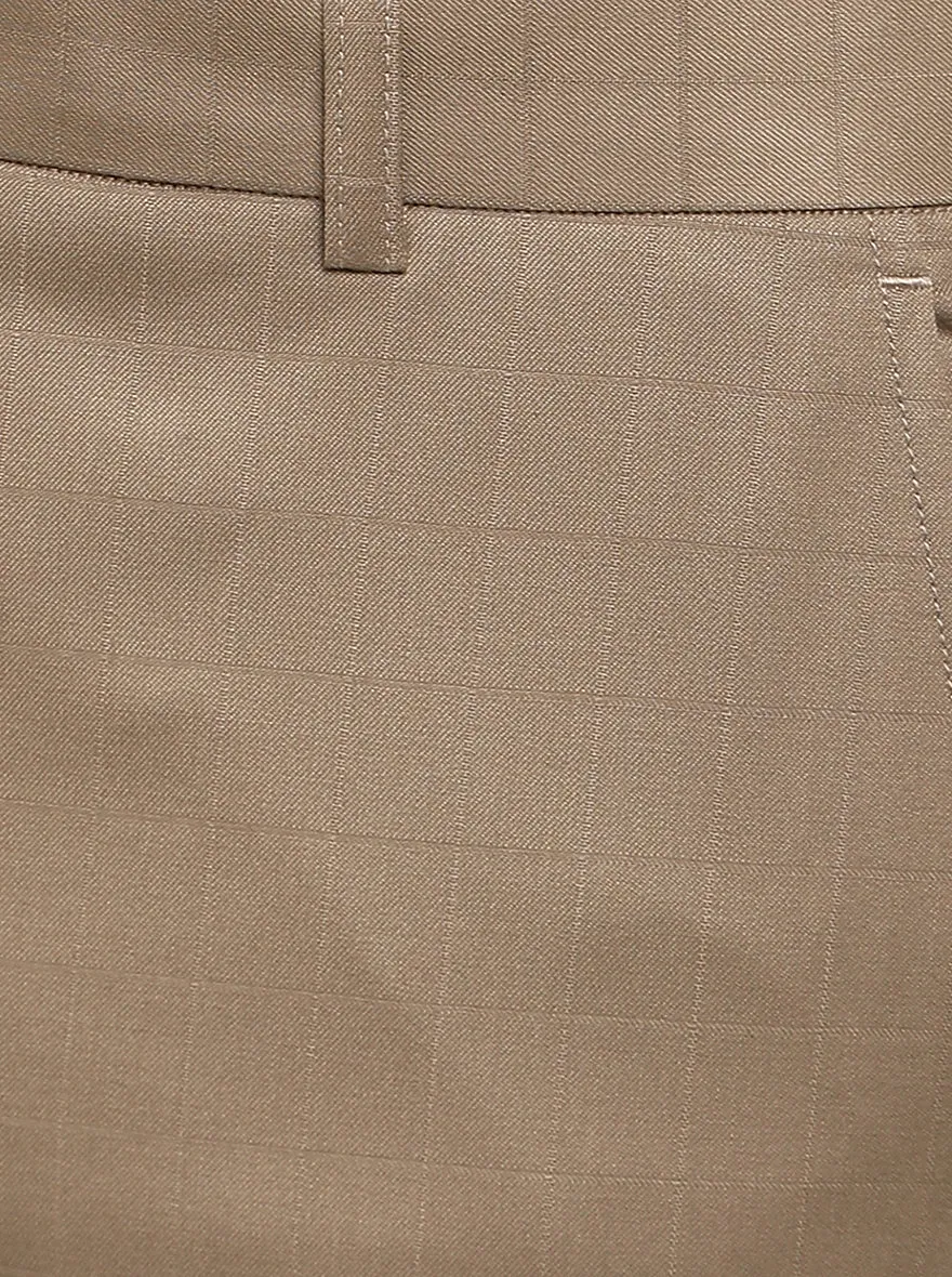Khaki Checked Super Slim Fit Formal Trouser | JadeBlue