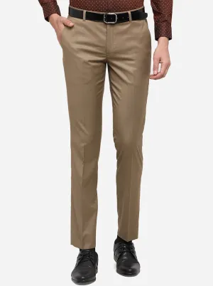 Khaki Checked Super Slim Fit Formal Trouser | JadeBlue