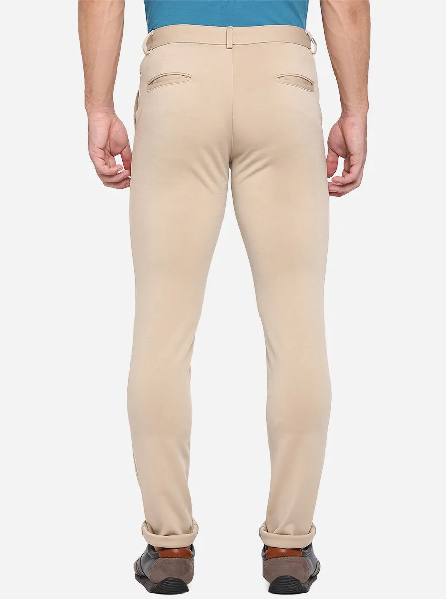 Light Kahki Solid Slim Fit Club Wear Trouser | JB Studio