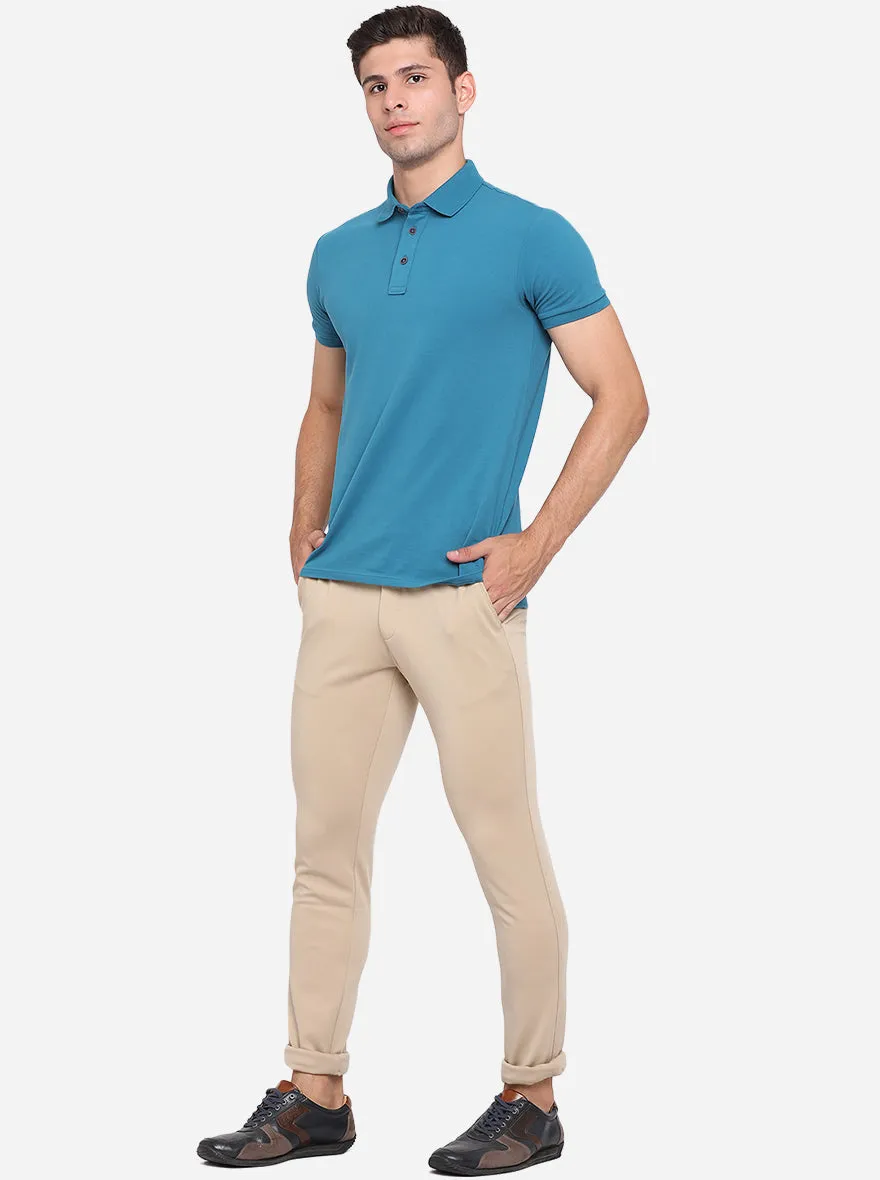 Light Kahki Solid Slim Fit Club Wear Trouser | JB Studio