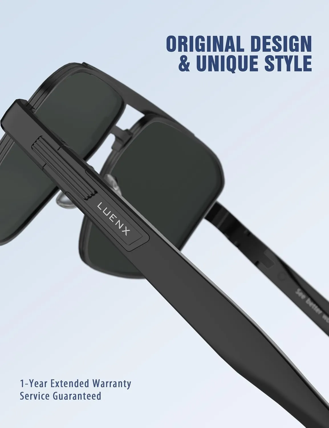 LUENX Aviator Sunglasses for Men Retro Square Polarized Polygon Shades UV 400 Protection