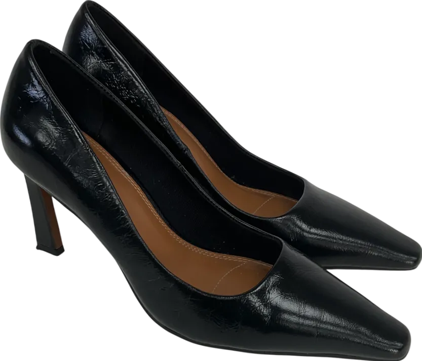 NA-KD Black Leather Heeled Pumps UK 6 EU 39 👠