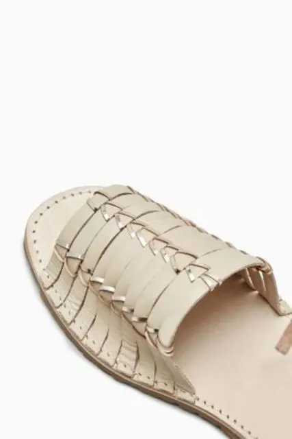 Next Womens Nude Woven Leather Beach Sandals