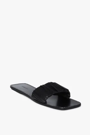 NINA RUCHED SANDAL | BLACK