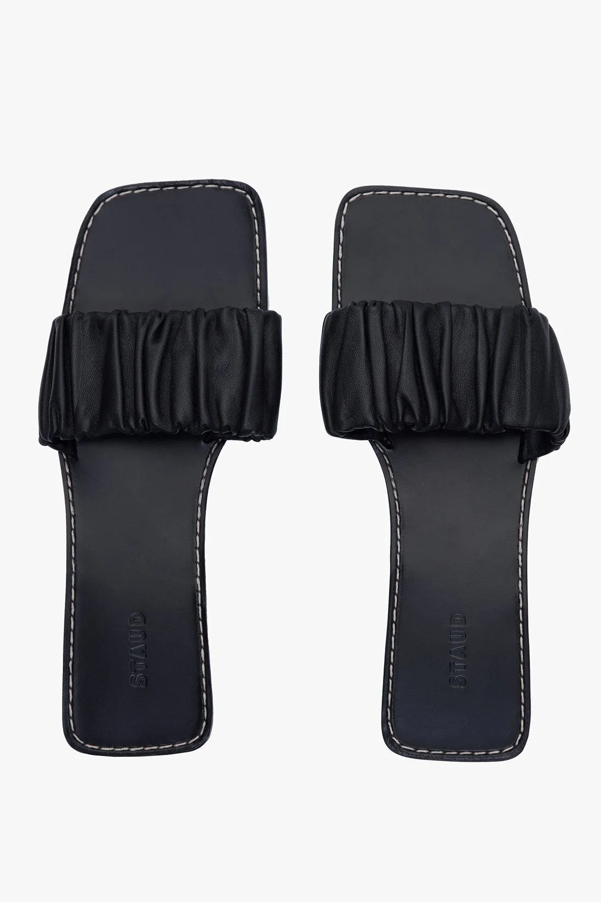 NINA RUCHED SANDAL | BLACK