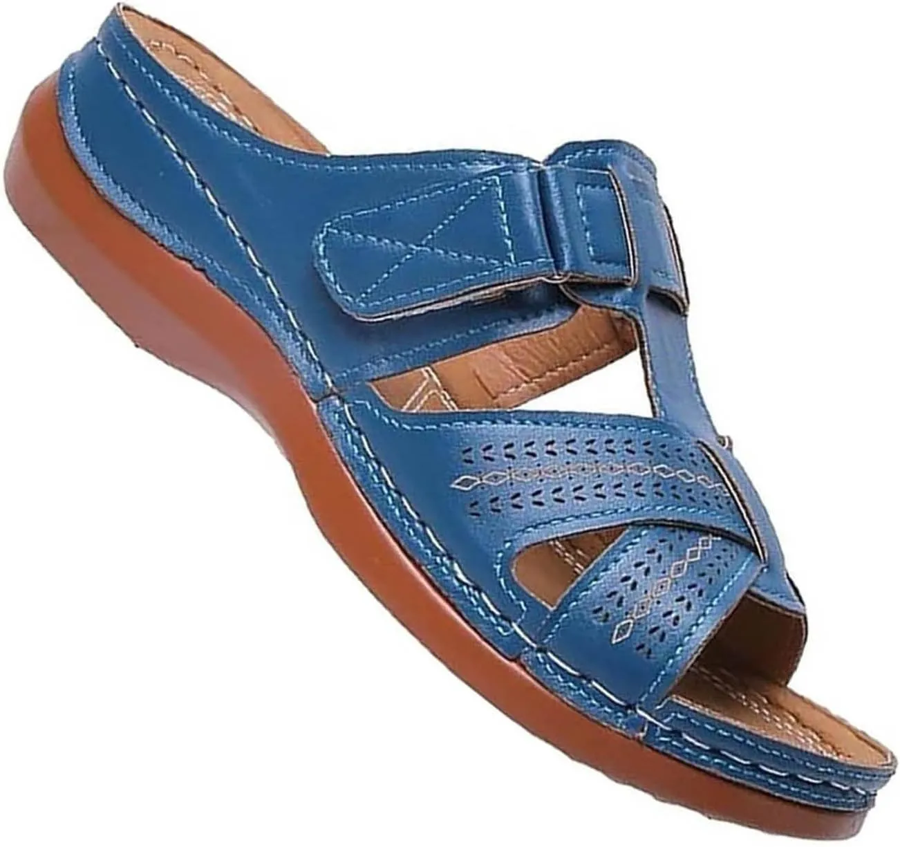 Orthopedic Sandals for Women Arch Support Slide Wedge Sandals Open Toe Slip On Platforms Comfortable Walking Shoes
