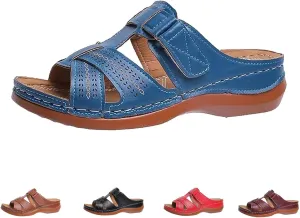 Orthopedic Sandals for Women Arch Support Slide Wedge Sandals Open Toe Slip On Platforms Comfortable Walking Shoes