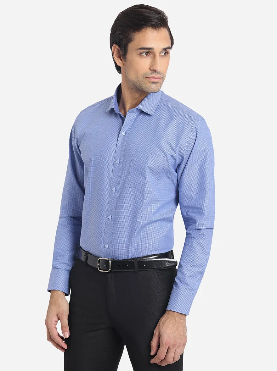 Pasific Blue Solid Regular Fit Formal Shirt | Greenfibre