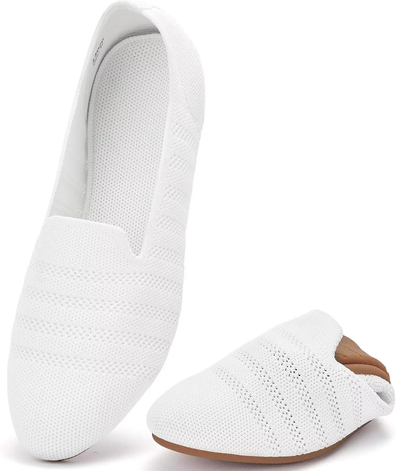 poemlady Womens Ballet Flat Dress Knit Round Toe Slip On Ballerina Walking Shoes for Womam Casual Comfort Soft 22002