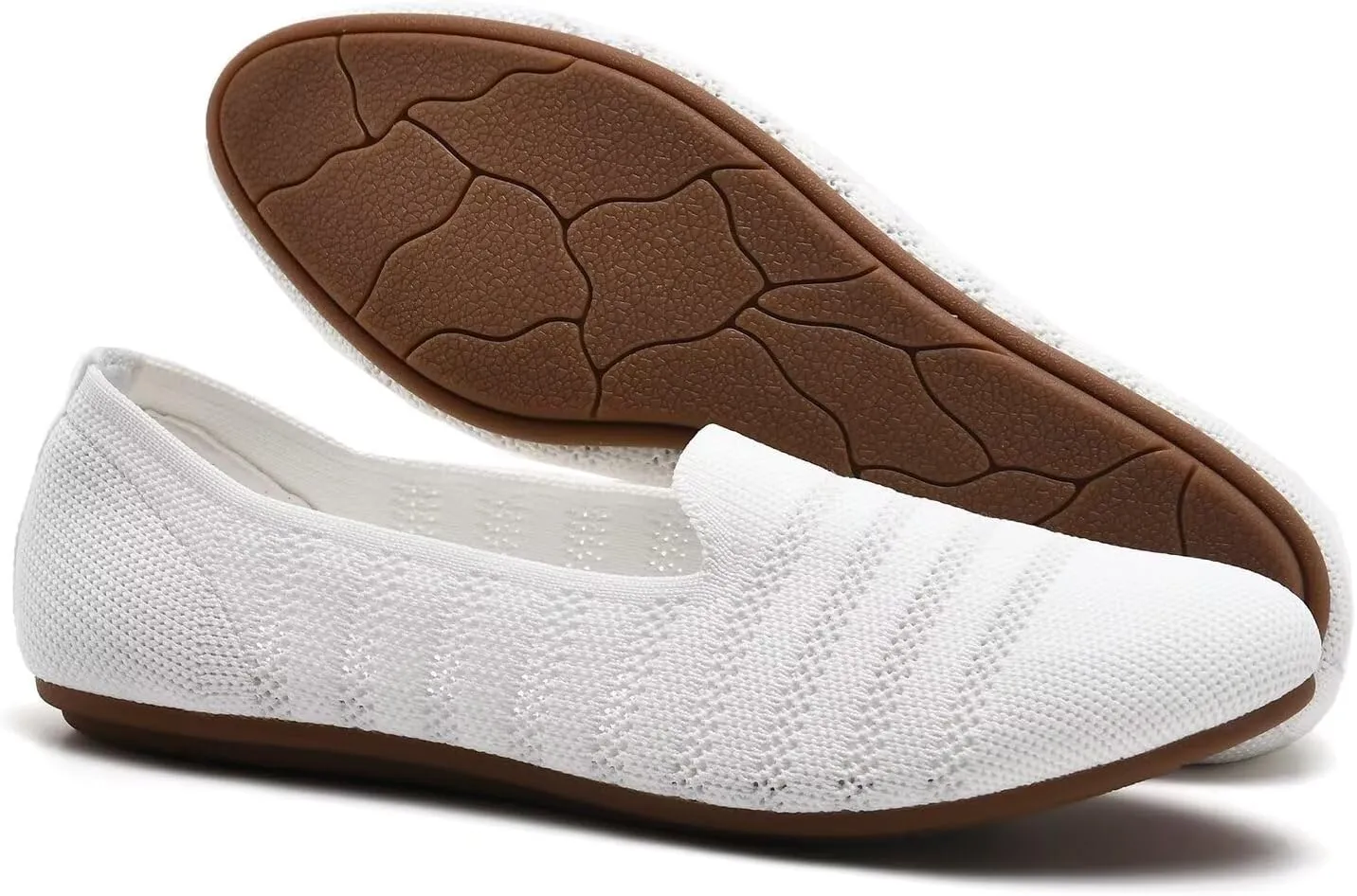 poemlady Womens Ballet Flat Dress Knit Round Toe Slip On Ballerina Walking Shoes for Womam Casual Comfort Soft 22002