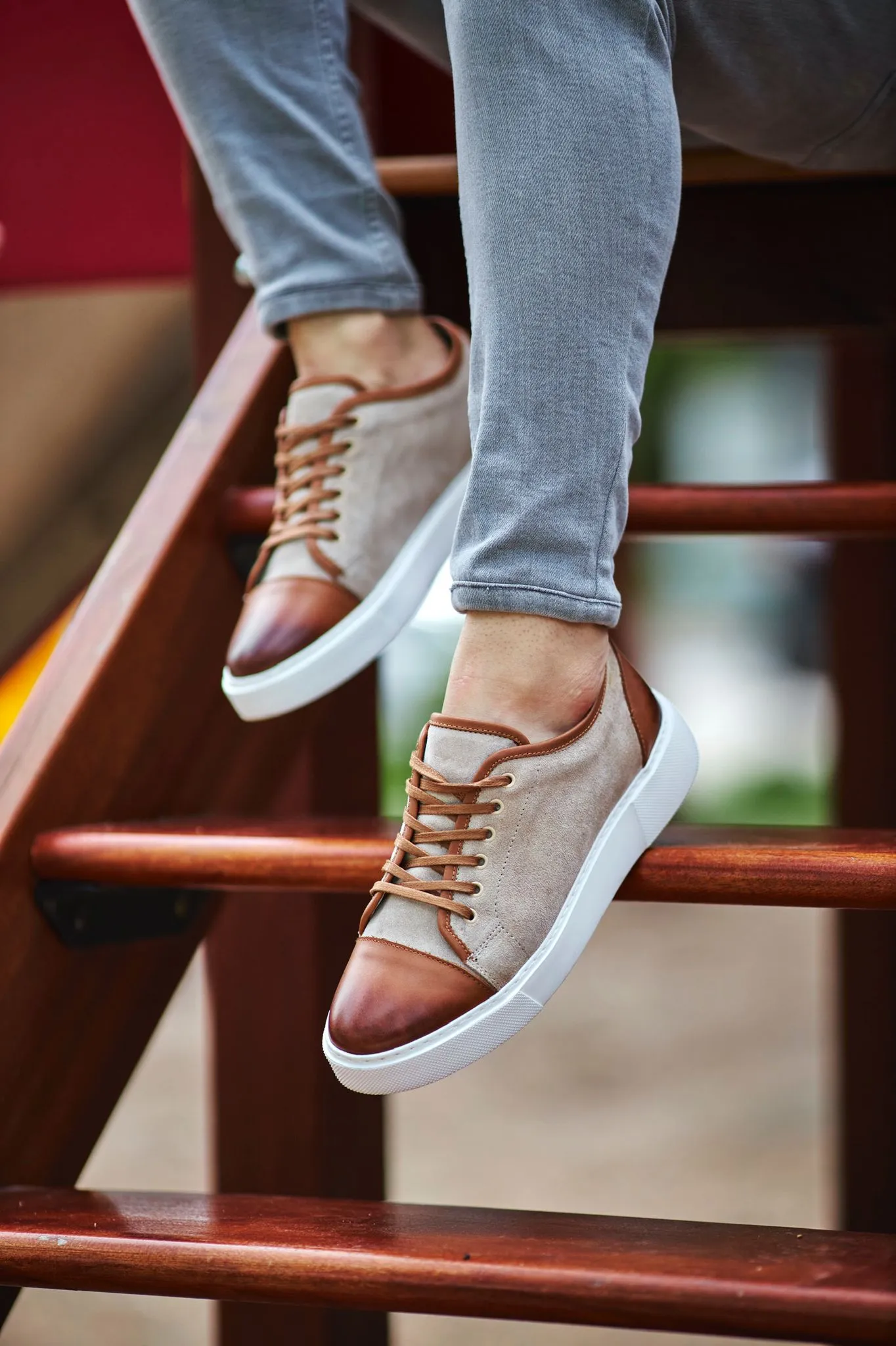 Prince Eva Sole Leather Beige Sneakers
