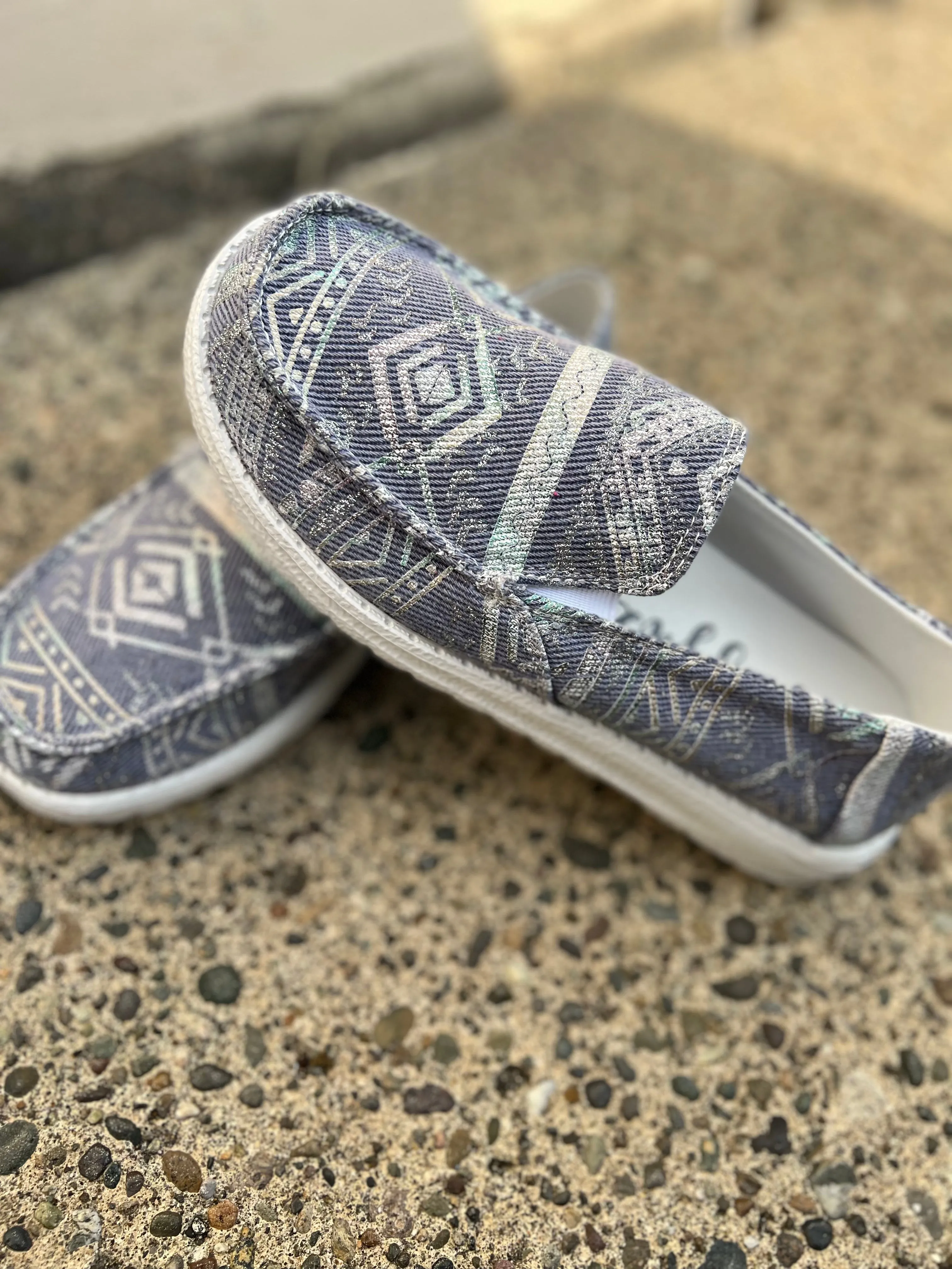 *PVM* Aztec Slip Ons (Blue)