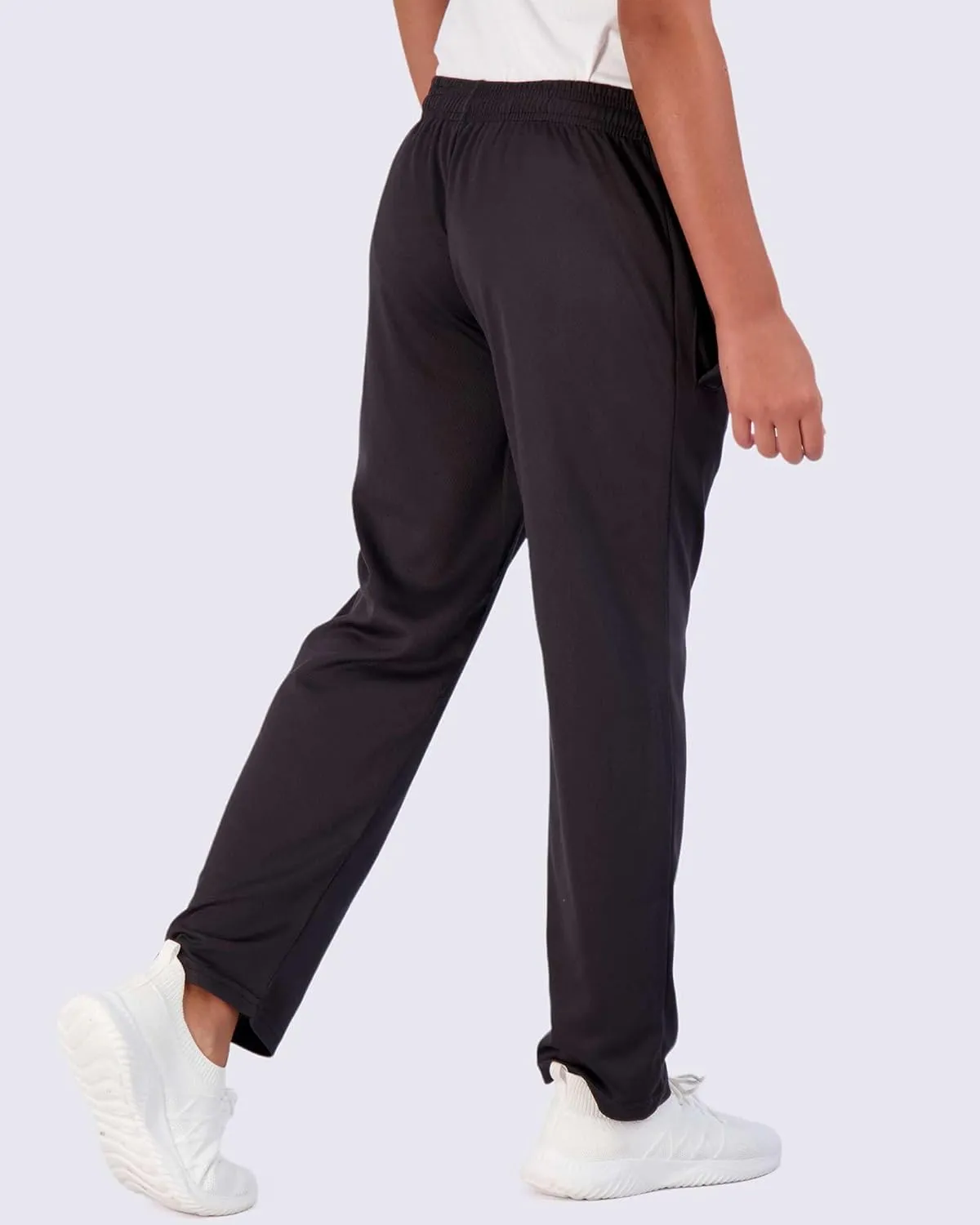 Real Essentials 3 Pack: Boys' Mesh Open Bottom Active Sweatpants with Pockets & Drawstring