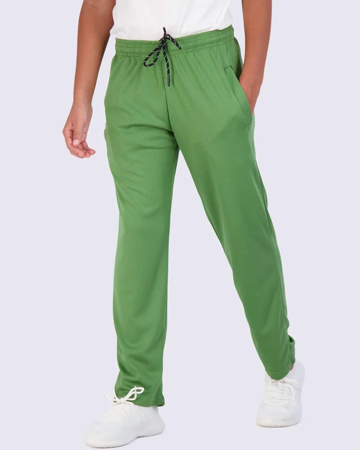 Real Essentials 3 Pack: Boys' Mesh Open Bottom Active Sweatpants with Pockets & Drawstring