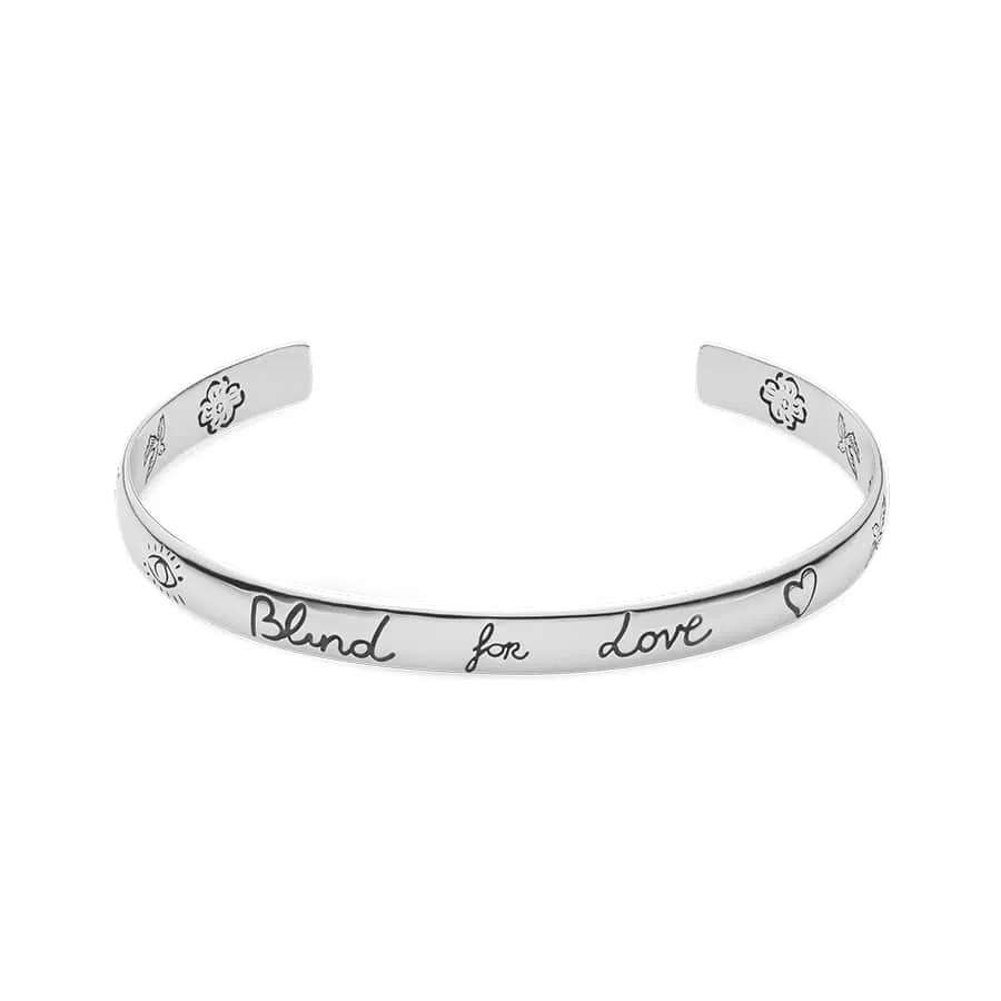 Sterling Silver Blind for Love 6mm Cuff Bracelet