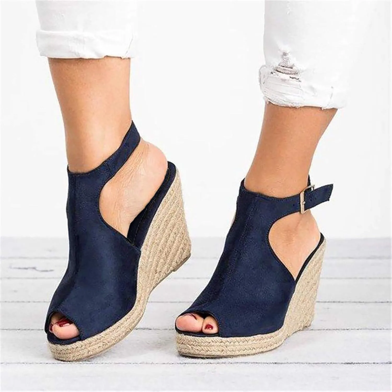 Summer Sandals for Women 2025 Wedge Platform Ankle Strap Open Toe Espadrilles Sandal Dressy Casual Boho Beach Sandals Ladies Wedges Heel shoes for Vacation Party