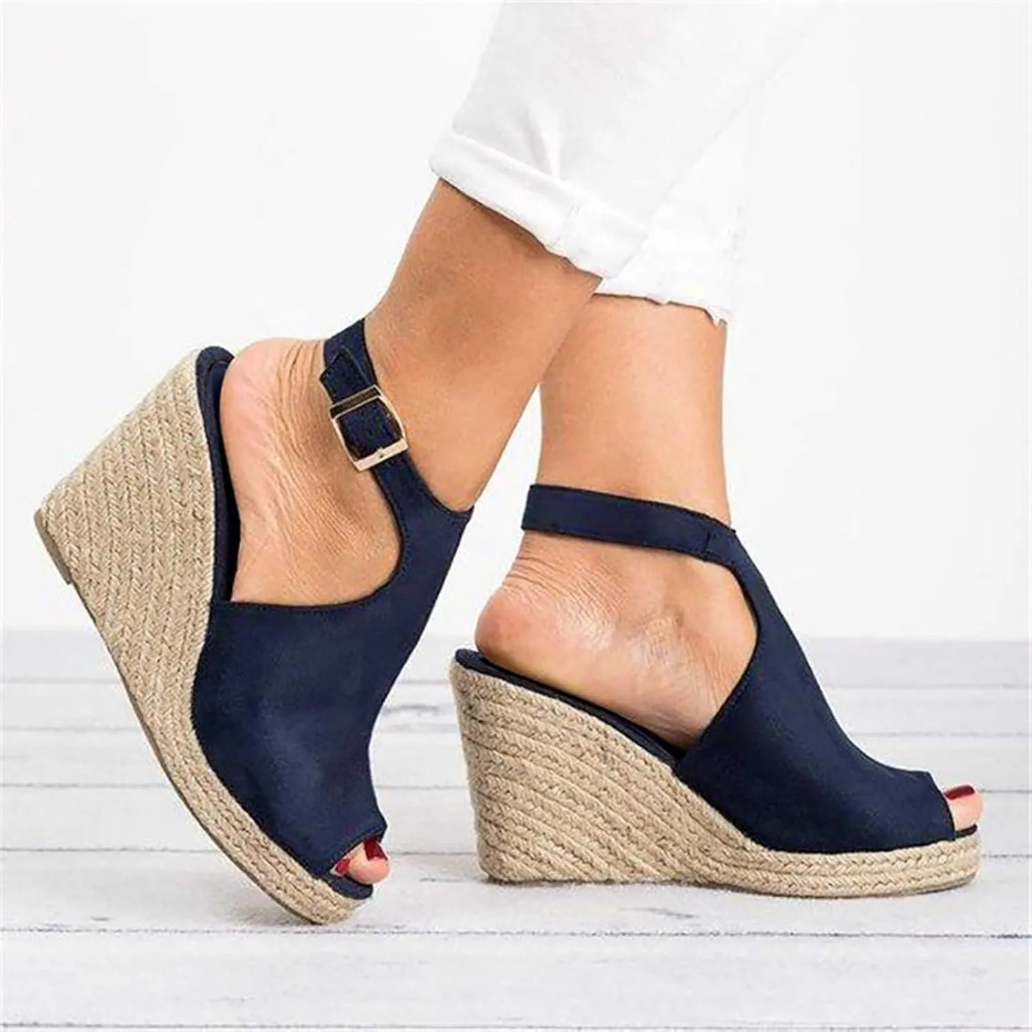 Summer Sandals for Women 2025 Wedge Platform Ankle Strap Open Toe Espadrilles Sandal Dressy Casual Boho Beach Sandals Ladies Wedges Heel shoes for Vacation Party