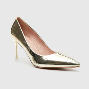 Thin Heeled  Pumps Gold