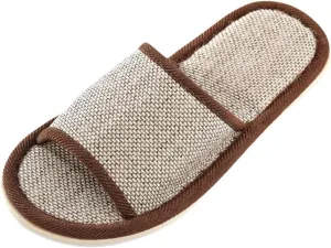 Women Men Home Slippers Washable Cotton Open-Toe Slippers Indoor Shoes Casual Flax Soft Non-Slip Sole Slides Shoes