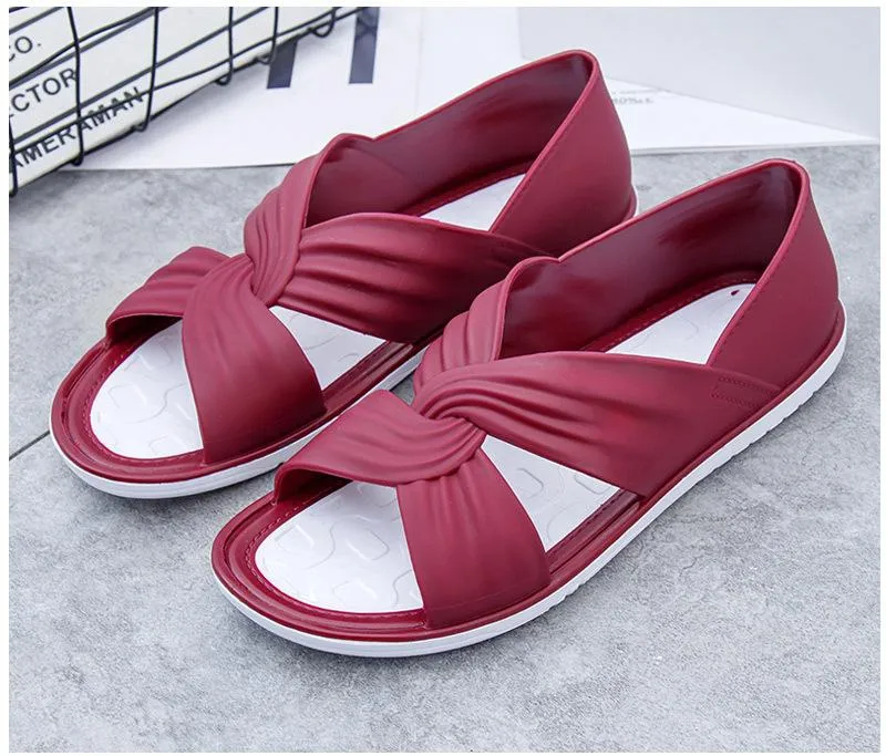 Women's Cowhide Flat Beach Sandals