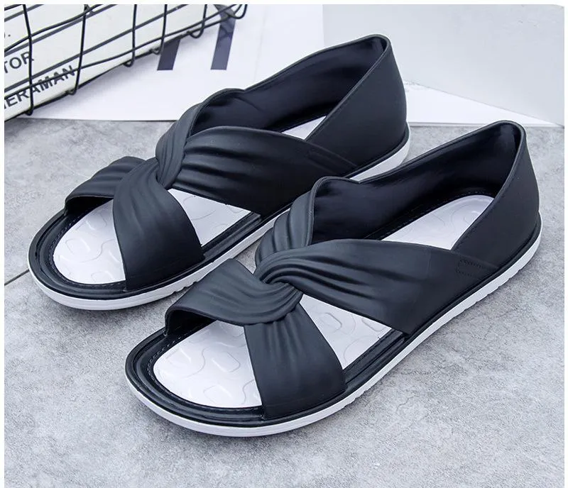 Women's Cowhide Flat Beach Sandals