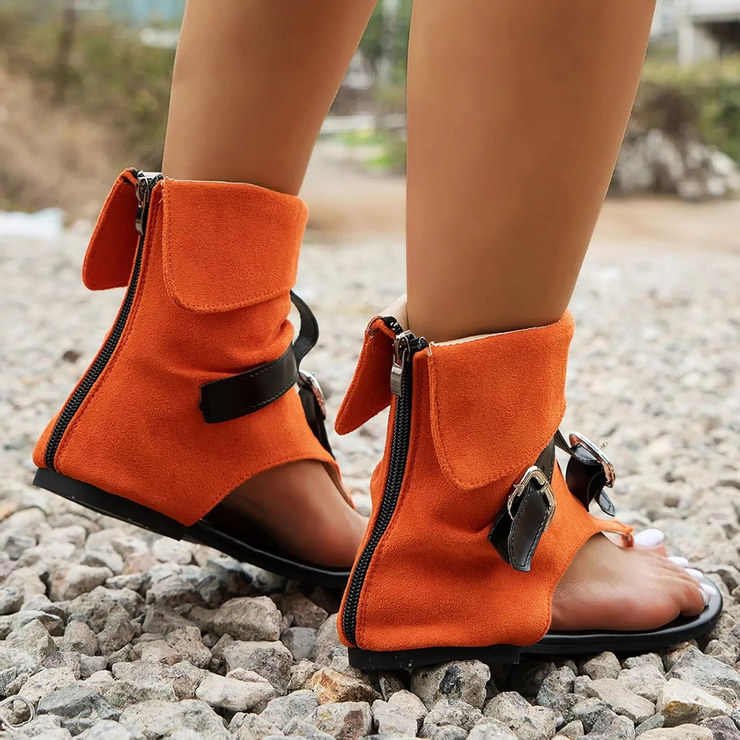 Womens Sandals Gladiator Casual Fringe Flat Sandals Booties Clip Toe Denim Retro Thong Flip Flops Comfort Roman Shoes