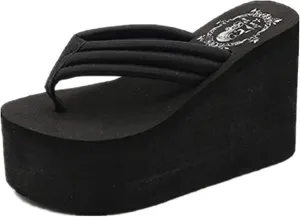 Womens Wedges Flip Flops Summer Thong Beach Sandals Chunky High Platform