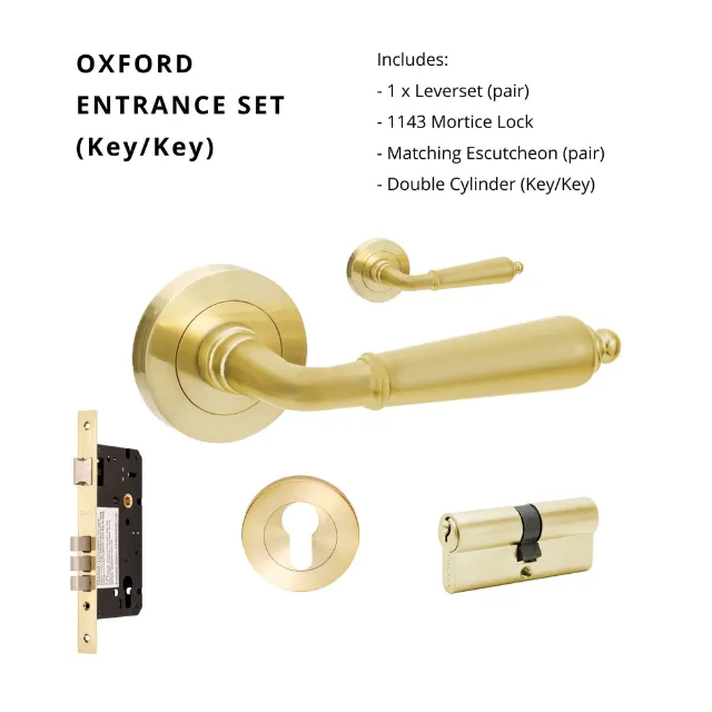 Zanda Oxford Entrance Set 70mm Key/Key Satin Brass